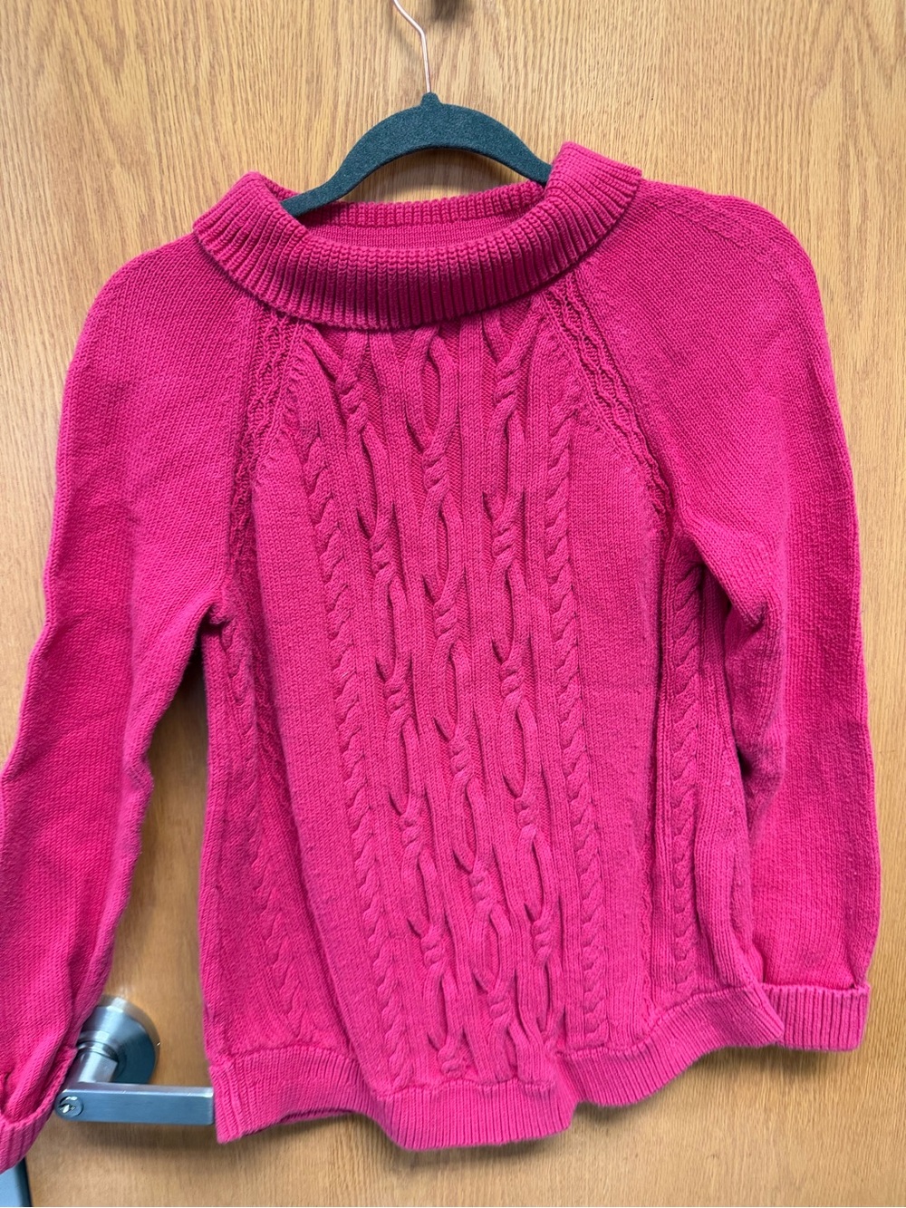 Talbots 100% Cotton Cable-Knit Cowl Neck Sweater - Fuchsia
